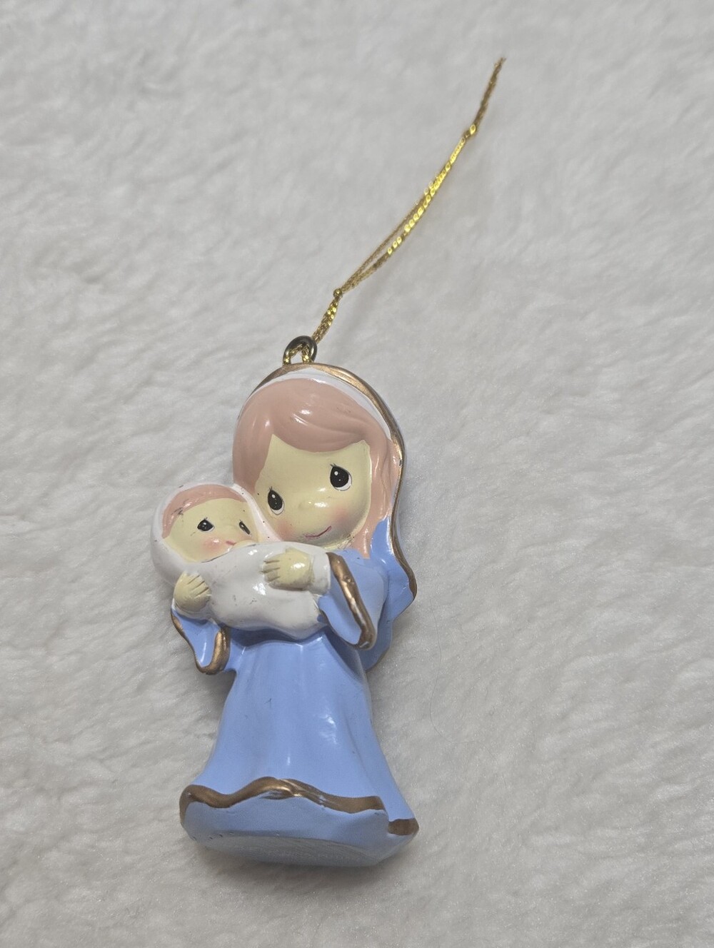 Precious Moments Girl Carrying Baby Christmas Ornament GUC